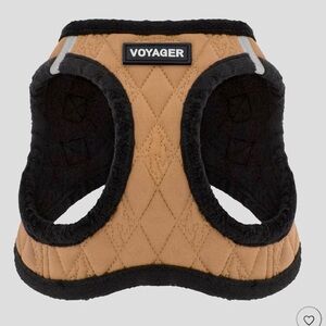 VOYAGER STEP-IN QUILTED PLUSH DOG HARNESS, SIZE XS, TAN/BLACK